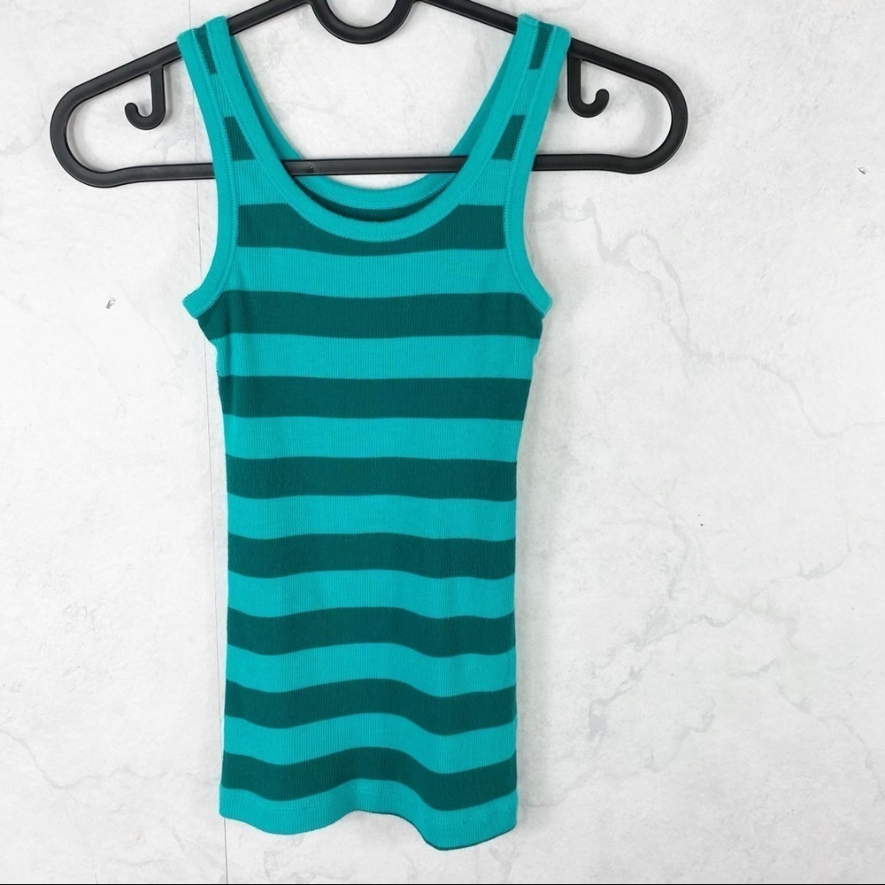 [Cherokee] Green Striped Tank Top